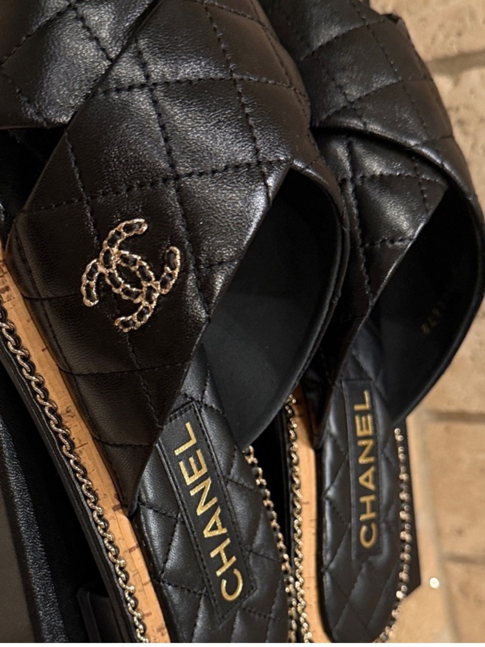 CHANEL Black Quilted Leather Sandals